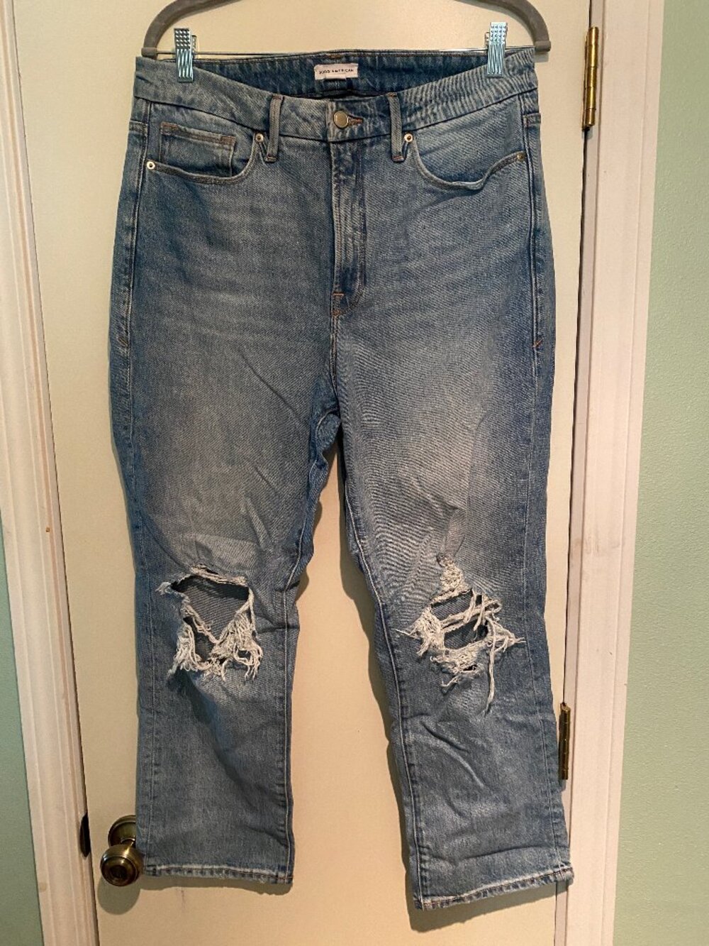 Good American Good Boy Destroyed High Waist Jeans - size 12/31